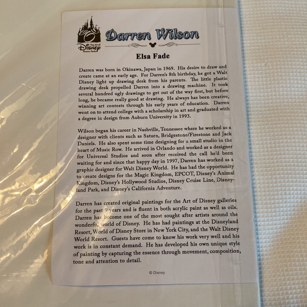 Elsa Fade Art Work Darren Wilson Disney Ready for Framing - Picture 8 of 12